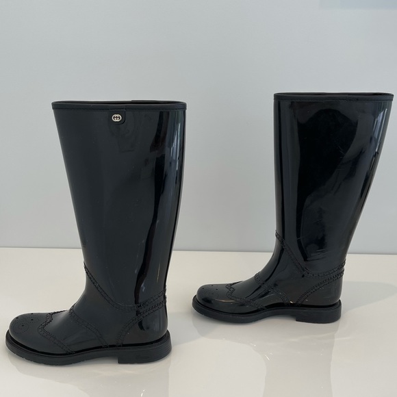 GUCCI BLACK BOOTS NERO OLD LAI RUBBER BOOTS SIZE IT 38 / US 8 - Picture 7 of 16